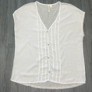 Miami White & Grey Cap Sleeve Blouse - Women’s Size S
